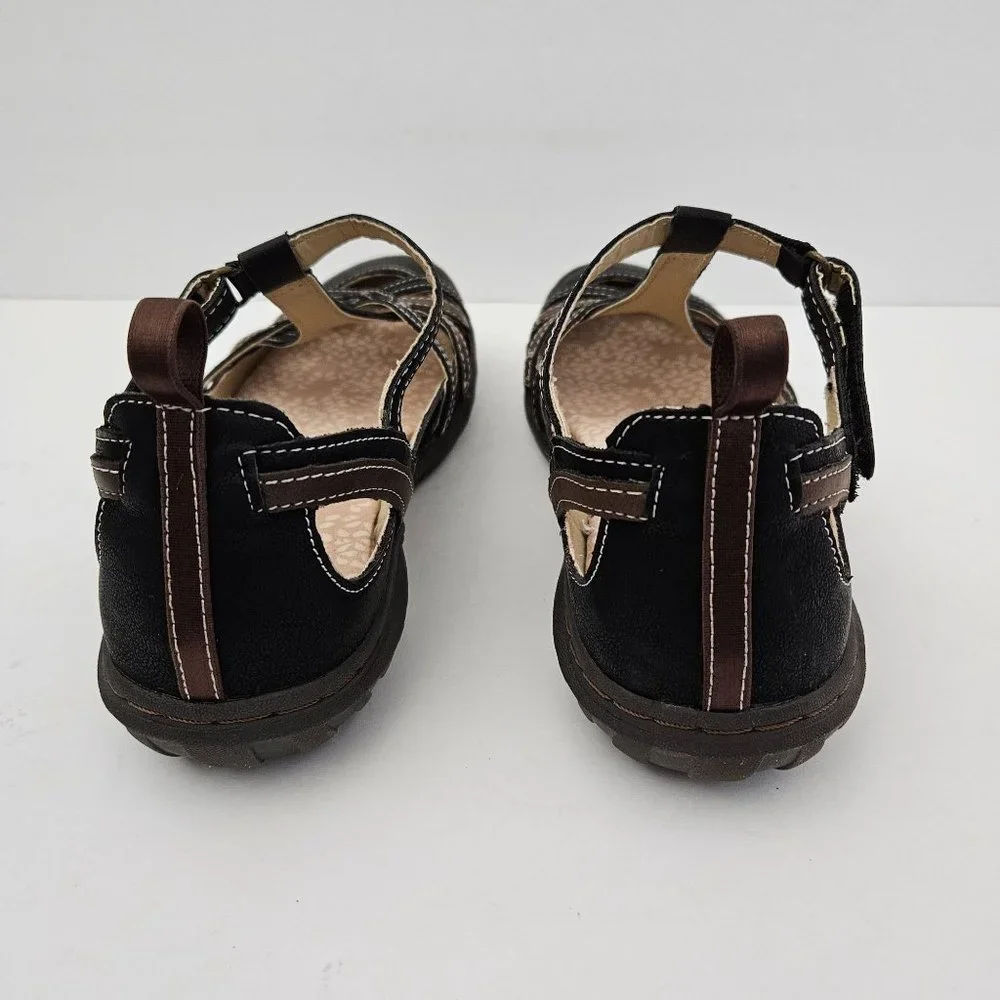 Mary Jane Women's Black & Brown Closed-Toe Sandals - Casual Everyday
